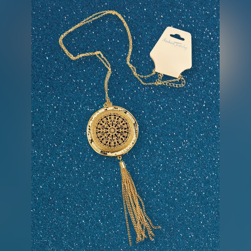 Gold Pendant Necklace with Tassel